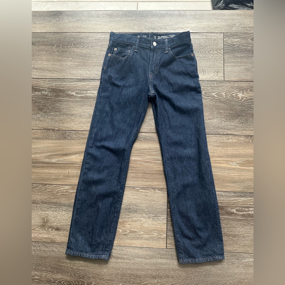 GAP boys 12/ 90’ original straight droid dark wash jeans.